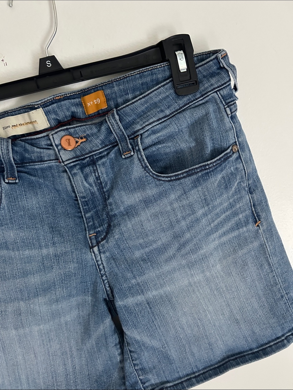 Anthropologie Pilcro the Letterpress  Blue Denim High-Rise Shorts Size 29 - Picture 5 of 11
